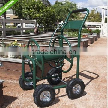 high quality metal four wheel garden hose reel cart