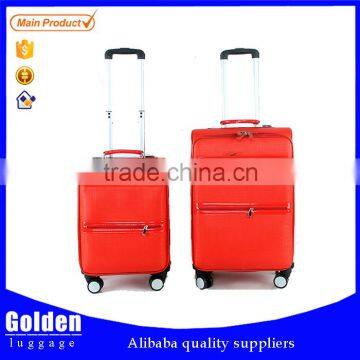 2015 newly developed PU suitcase orange print trolley luggage