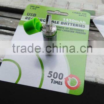 Ni-MH 1.2v 800mAh AA USB environmental dwd rechargeable battery pack