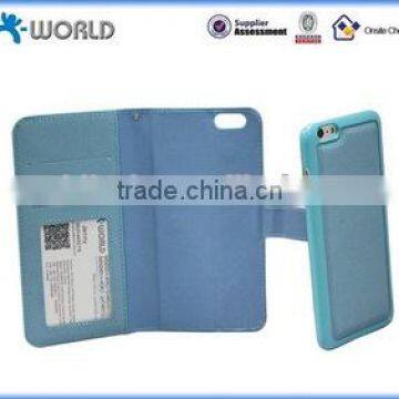 2 in 1 Magnet Split Design Dual Layer Leather Wallet Case For iPhone 6S,with Card Slots
