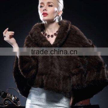 New Style Real Knitted Mink Fur Shawl for Fashion Ladies Cheap Price Shawl