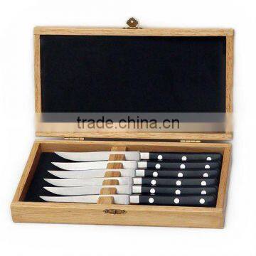 Hot sell 6Pcs Plastic Handle Steak Knife With Wooden Gift Box