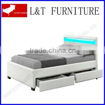 Popular white Leather bed with drawer