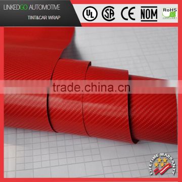 Good Vinyl Sticker 1.52*30M Promotional 4D Red carbon fiber Vinyl Car body wrap