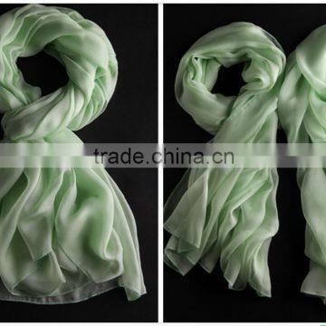 100% pure silk scarf light green color