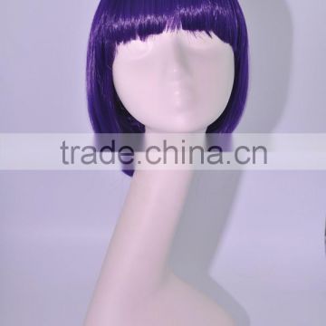 A015 factory stock short bob hair wigs, purple synthetic hair cosplay wigs wholesale