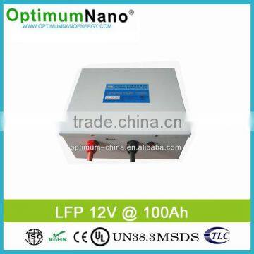 OPT012100 rechargeable 12V 100Ah lithium battery for solar power storage