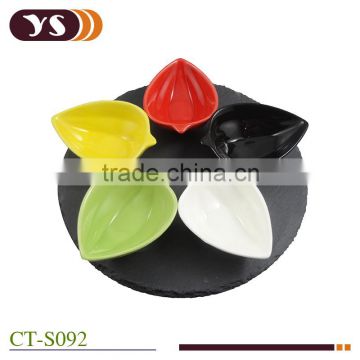 5pcs colorful ceramic snack dish and slate tray