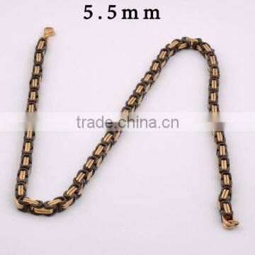 stainless steel black and gold two tone long chain necklace(VN10095)