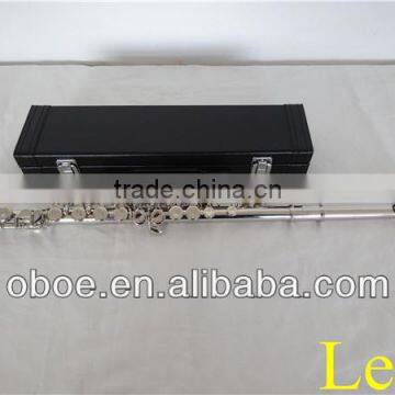 Woodwind musical instrument cupronickel body C tone nickel plated 16 closed holes with offset G key and split E key flute--2101N