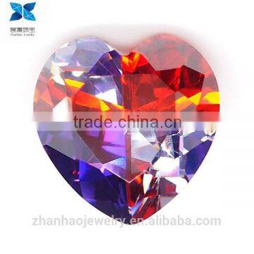 Zhanhao jewelry multicolor heart cutting special shape 3a grade synthetic cubic zirconia