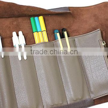 Boshiho small portable rolling leather pen pouch