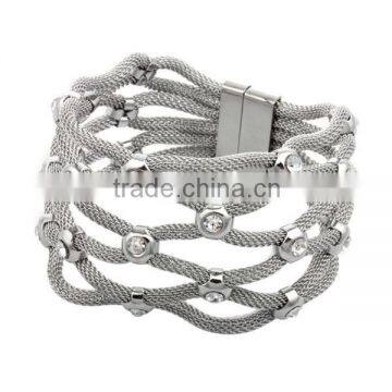 women 925 italian silver color stainless steel bracelet