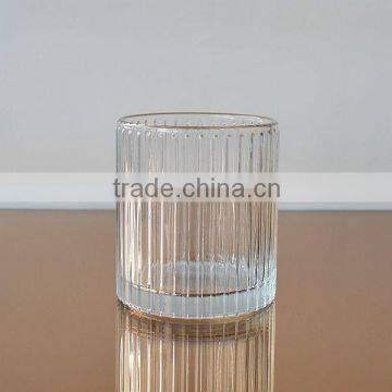 Glass jar for candle with embossing pattern