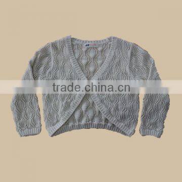 Hangzhou garment factory hot sale cardigan girl kids 100%cotton knit wear seven guage sweater with lurex/China manufacture