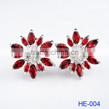 2016 Hot Selling Fashion Custom Multi-colors Women Flower Gold 925 Sterling Silver Earrings Design for Girls