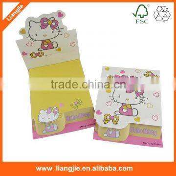 lovely cat printing memopad, die cut sticky note pads for promotion