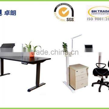 Adjustable height office computer desk with motors sit to stand