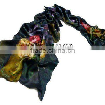 Lady Fashion Print Natural Silk Bandana