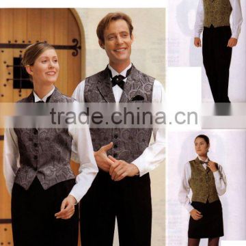 restaurant waiter uniform//bar unifrom/Vest, shirt, bow tie