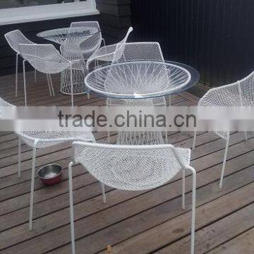 XY131019 wrought iron outdoor table and chairs, metal white wire table and chair set, morden table and chair for coffee shop