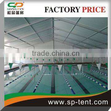 Big swimming pool indoor tent in aluminum frame with white roof cover