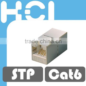 RJ45 Cat6A 180 Degree Shielded STP Straight In-Line Coupler