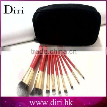 China Supplier 9Pcs Wooden Handle Makeup Brushes