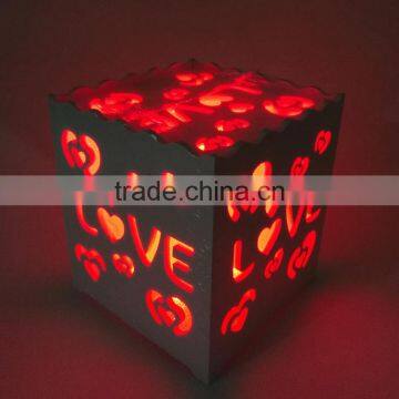 Wholesale Hot Sell Big Size Cube Hollow Out LED PVC Plastic Table Light Use Battery Or Plug For Bedroom Decorating