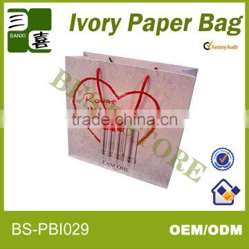 top hot sale cosmetic printed paper carry bag by direct factory