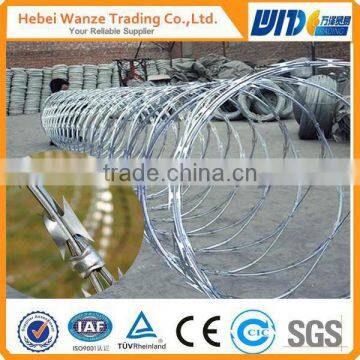 low price and high quality electro/hot dipped galvanized concertina razor wire/stainless steel razor barbed wire from factory