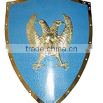 Souvenir Wooden Shield with custom metal emblem