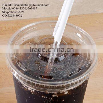 Custom Disposable Clear Plastic Cold Drink Cup Lid with Straw Slot for 16,20 and 24oz Cup