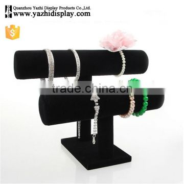 Jewellery Store Practical Wood Tabletop 2-Layer Commercial Bracelet Watch Display Velvet Jewelry Stand