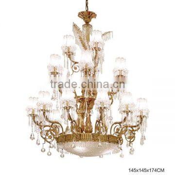 Luxury Crystal & Bronze Pendant Light, Elegant Design Brass Chandelier Crystal Drop, Noble Hotel Ceiling Lamp photo-3