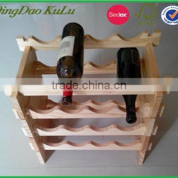 stackable 16 bottles decorative wooden wine rack