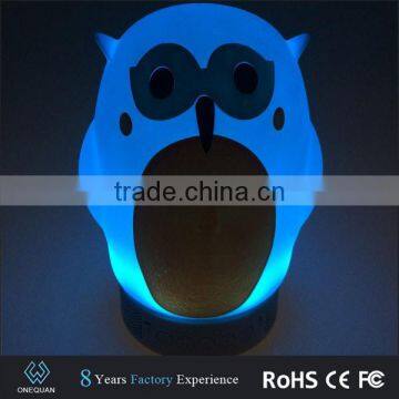 Cute mini owl shape bluetooth speaker LED lamp with fm radio