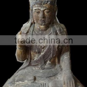 Archaize Do old hand made wooden carving sitting Indian