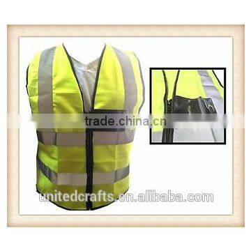 High Visibility Pocket Safety Zipper Vest with Reflective Strips Universal Size