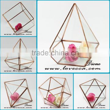 Wholesale high-grade container / terrarium glass geometric gold