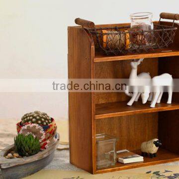 Zakka Three Layer Retro Wooden Storage Rack, Fashion Home Furnishing Storage Cabinet photo-3