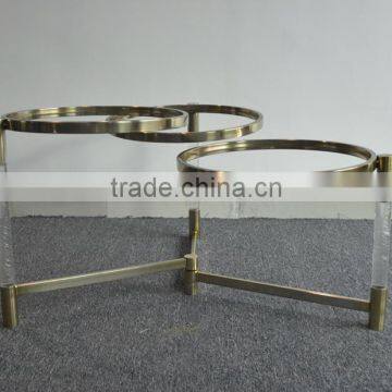 Cantilever Design Home Furniture Metal Round Glass Coffee Table With Iron Frames photo-4