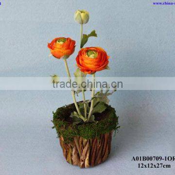 Artificial Ranunculus Flower With Rattan Pot photo-3