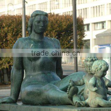 garden decoration metal craft norway mother and child bronze statue