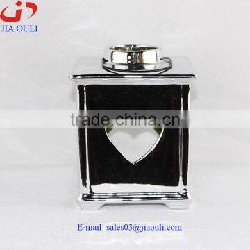 Plating Silver Ceramic Heart Hollowed-out Hurricane Lamp photo-2
