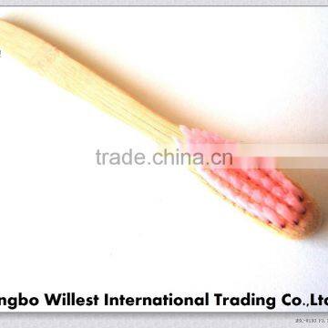 high quality bamboo toothbrush with soft pink bristle