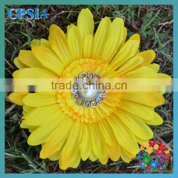 5.5"yellow artificial pearl center daisy flower