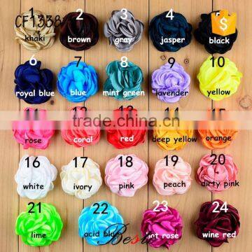 Solid color curling handmade rose shape chiffon flower for hairband