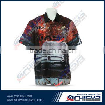 Custom Sublimated Racing Crew Shirts With Full Sublimation Printing