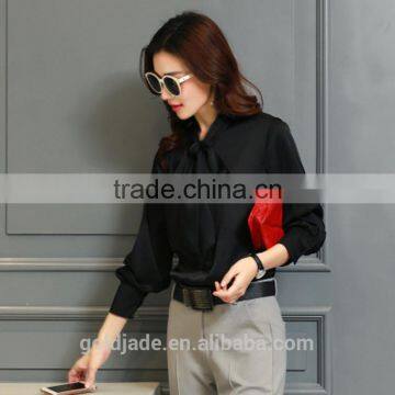 2017 Latest Plain Chiffon Formal Shirt Long Sleeve Design Blouse for Women